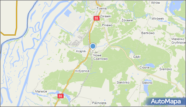 mapa Nowe Czarnowo, Nowe Czarnowo gmina Gryfino na mapie Targeo